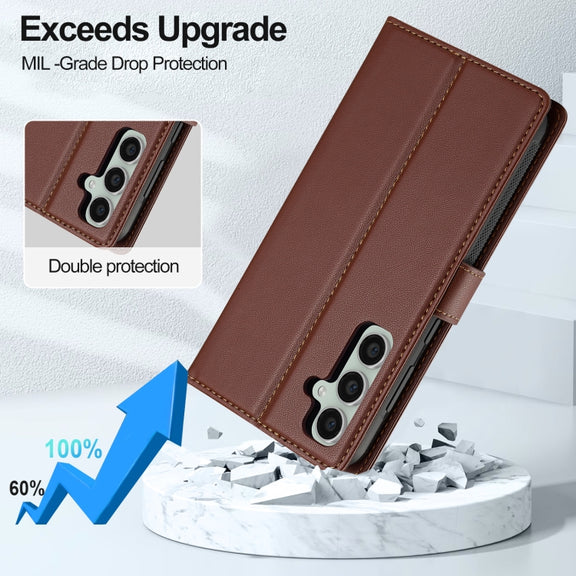 For Samsung Galaxy A35 5G LC.IMEEKE L2 Series Detachable Magsafe PU Phone Case with Lanyard(Brown)