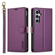For Samsung Galaxy A35 5G LC.IMEEKE L2 Series Detachable Magsafe PU Phone Case with Lanyard(Purple)