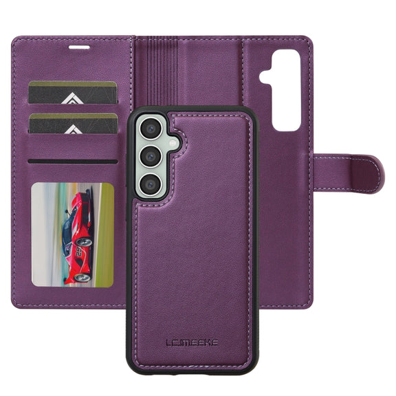 For Samsung Galaxy A35 5G LC.IMEEKE L2 Series Detachable Magsafe PU Phone Case with Lanyard(Purple)