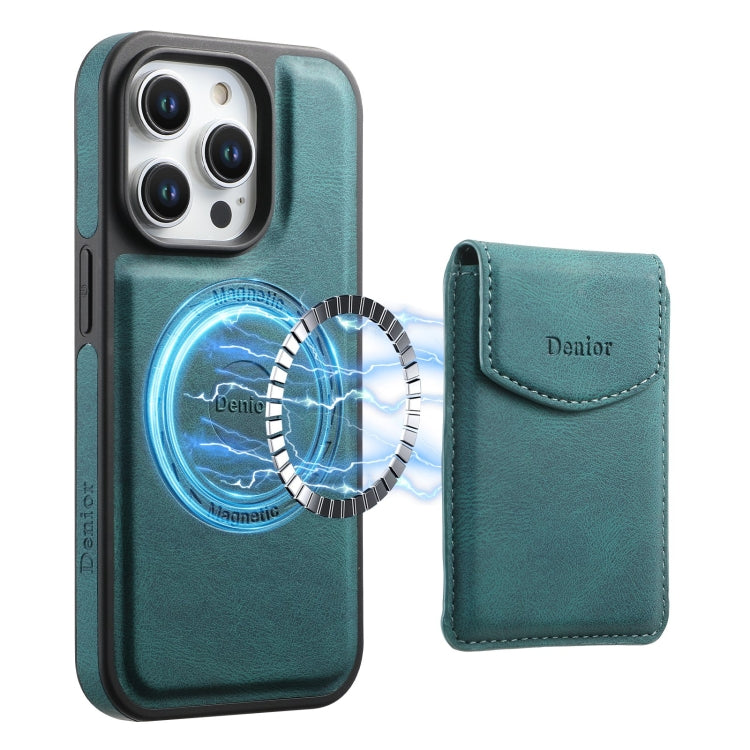For iPhone 16 Pro Max Denior D19 Skin Feel MagSafe Detachable Card Slot Phone Case(Blue)