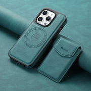 For iPhone 16 Pro Max Denior D19 Skin Feel MagSafe Detachable Card Slot Phone Case(Blue)