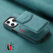 For iPhone 16 Pro Max Denior D19 Skin Feel MagSafe Detachable Card Slot Phone Case(Blue)