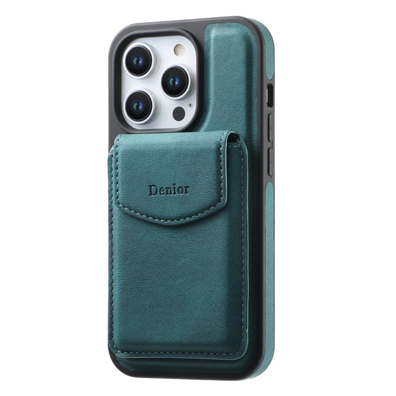 For iPhone 16 Pro Max Denior D19 Skin Feel MagSafe Detachable Card Slot Phone Case(Blue)