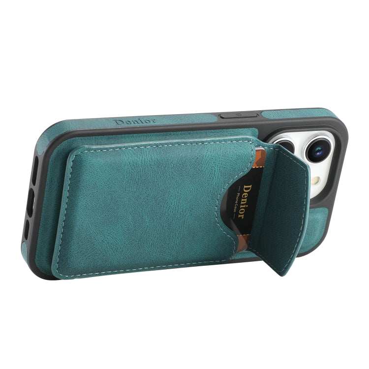 For iPhone 16 Pro Max Denior D19 Skin Feel MagSafe Detachable Card Slot Phone Case(Blue)
