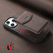 For iPhone 16 Pro Max Denior D19 Skin Feel MagSafe Detachable Card Slot Phone Case(Brown)