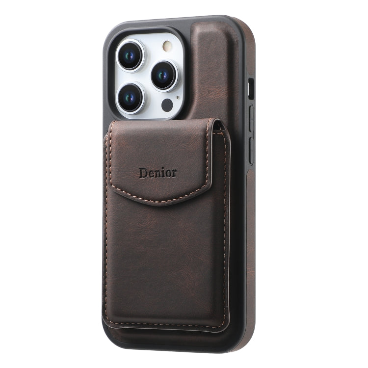 For iPhone 16 Pro Max Denior D19 Skin Feel MagSafe Detachable Card Slot Phone Case(Brown)