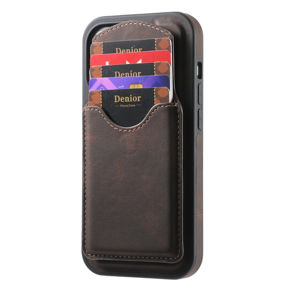 For iPhone 16 Pro Max Denior D19 Skin Feel MagSafe Detachable Card Slot Phone Case(Brown)