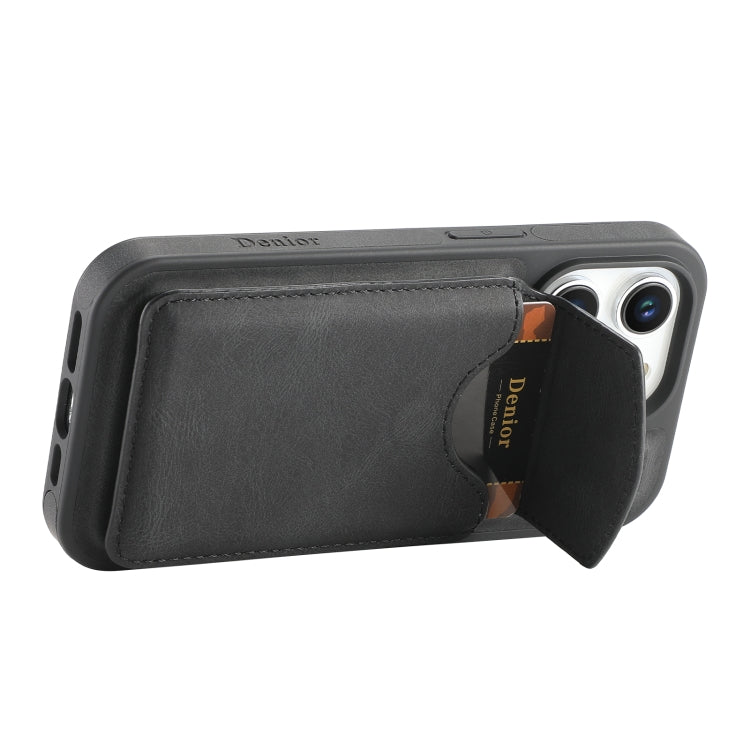 For iPhone 16 Pro Max Denior D19 Skin Feel MagSafe Detachable Card Slot Phone Case(Black)