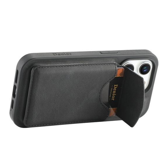 For iPhone 16 Pro Max Denior D19 Skin Feel MagSafe Detachable Card Slot Phone Case(Black)