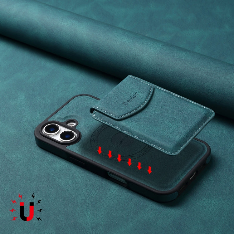 For iPhone 16 Plus Denior D19 Skin Feel MagSafe Detachable Card Slot Phone Case(Blue)