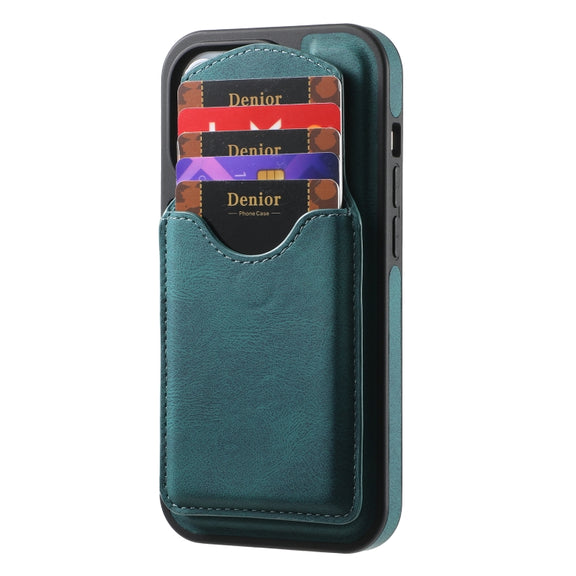 For iPhone 16 Plus Denior D19 Skin Feel MagSafe Detachable Card Slot Phone Case(Blue)