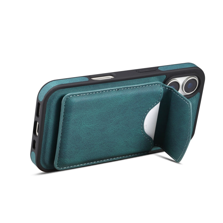 For iPhone 16 Plus Denior D19 Skin Feel MagSafe Detachable Card Slot Phone Case(Blue)