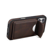 For iPhone 16 Plus Denior D19 Skin Feel MagSafe Detachable Card Slot Phone Case(Brown)