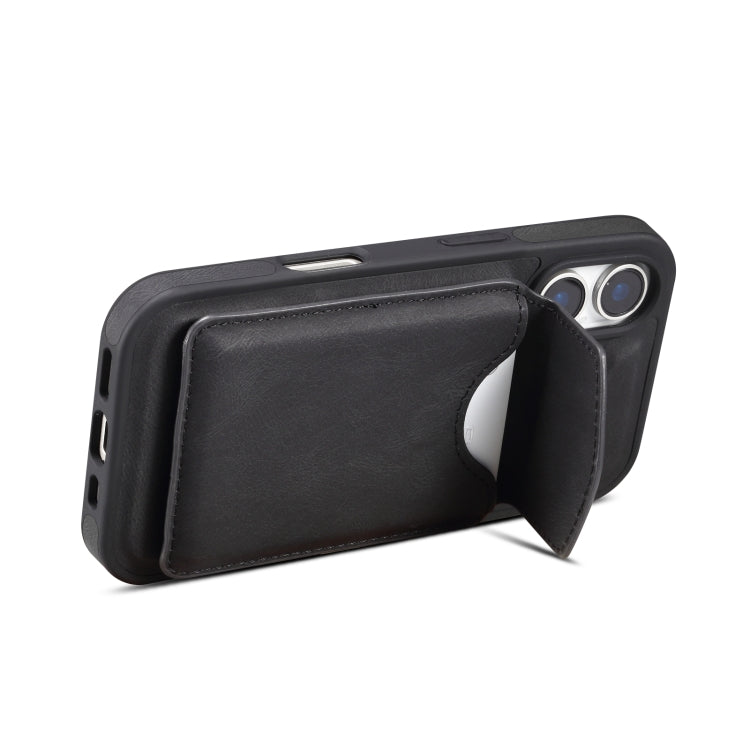 For iPhone 16 Plus Denior D19 Skin Feel MagSafe Detachable Card Slot Phone Case(Black)