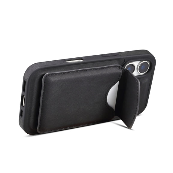 For iPhone 16 Plus Denior D19 Skin Feel MagSafe Detachable Card Slot Phone Case(Black)