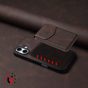 For iPhone 16 Denior D19 Skin Feel MagSafe Detachable Card Slot Phone Case(Brown)