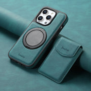 For iPhone 16 Pro Max Denior D20 Skin Feel MagSafe Holder Detachable Card Slot Phone Case(Blue)