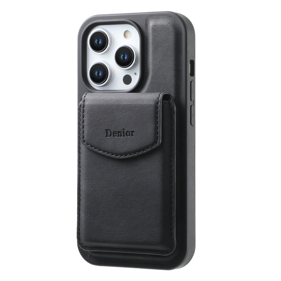 For iPhone 16 Pro Max Denior D20 Skin Feel MagSafe Holder Detachable Card Slot Phone Case(Black)