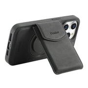 For iPhone 16 Pro Max Denior D20 Skin Feel MagSafe Holder Detachable Card Slot Phone Case(Black)