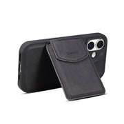 For iPhone 16 Plus Denior D20 Skin Feel MagSafe Holder Detachable Card Slot Phone Case(Black)