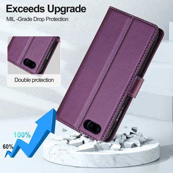 For iPhone 7 / 8 / SE 2020 2022 LC.IMEEKE L2 Series Detachable Magsafe PU Phone Case with Lanyard(Purple)