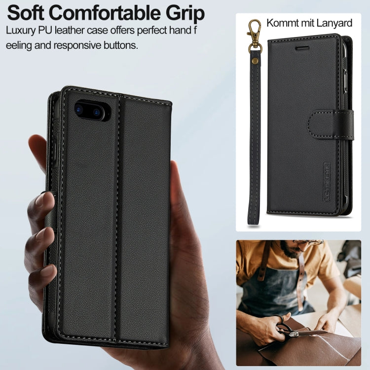 For iPhone 7 Plus / 8 Plus LC.IMEEKE L2 Series Detachable Magsafe PU Phone Case with Lanyard(Black)