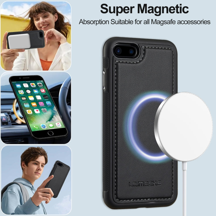 For iPhone 7 Plus / 8 Plus LC.IMEEKE L2 Series Detachable Magsafe PU Phone Case with Lanyard(Black)