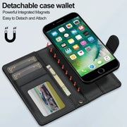 For iPhone 7 Plus / 8 Plus LC.IMEEKE L2 Series Detachable Magsafe PU Phone Case with Lanyard(Black)
