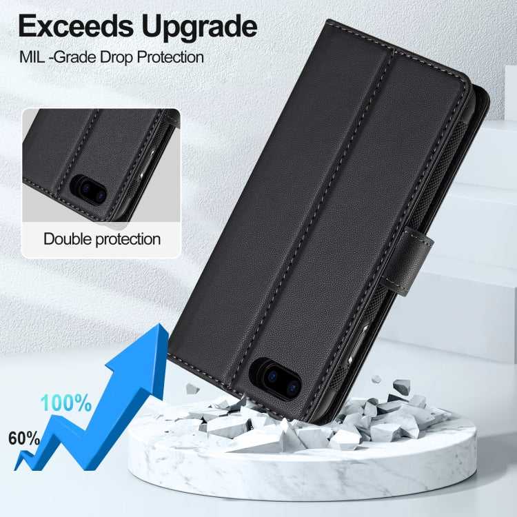 For iPhone 7 Plus / 8 Plus LC.IMEEKE L2 Series Detachable Magsafe PU Phone Case with Lanyard(Black)
