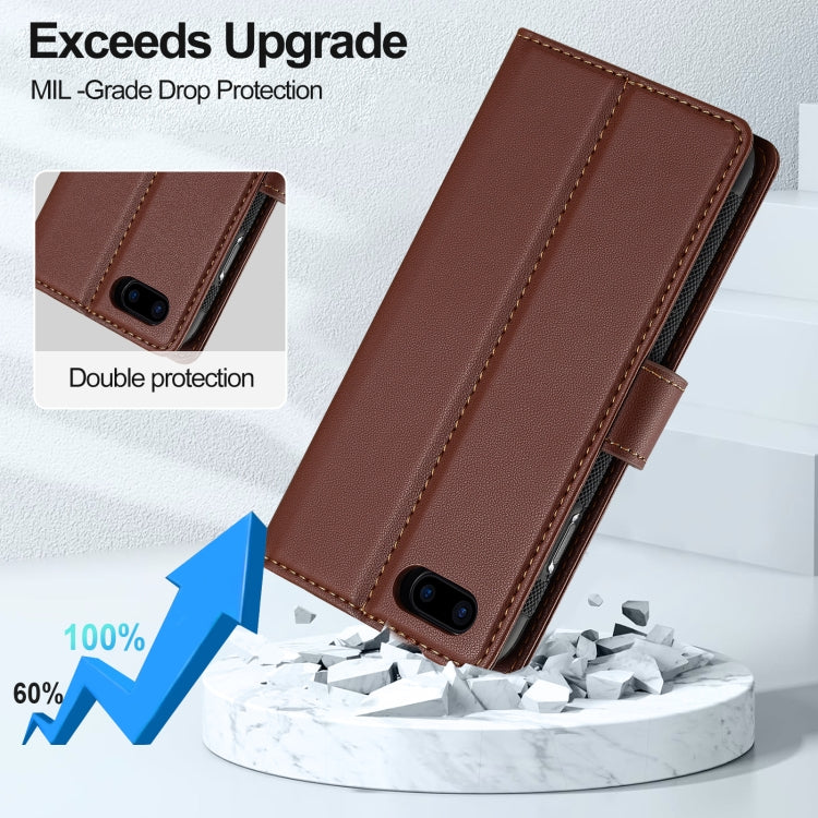 For iPhone 7 Plus / 8 Plus LC.IMEEKE L2 Series Detachable Magsafe PU Phone Case with Lanyard(Brown)