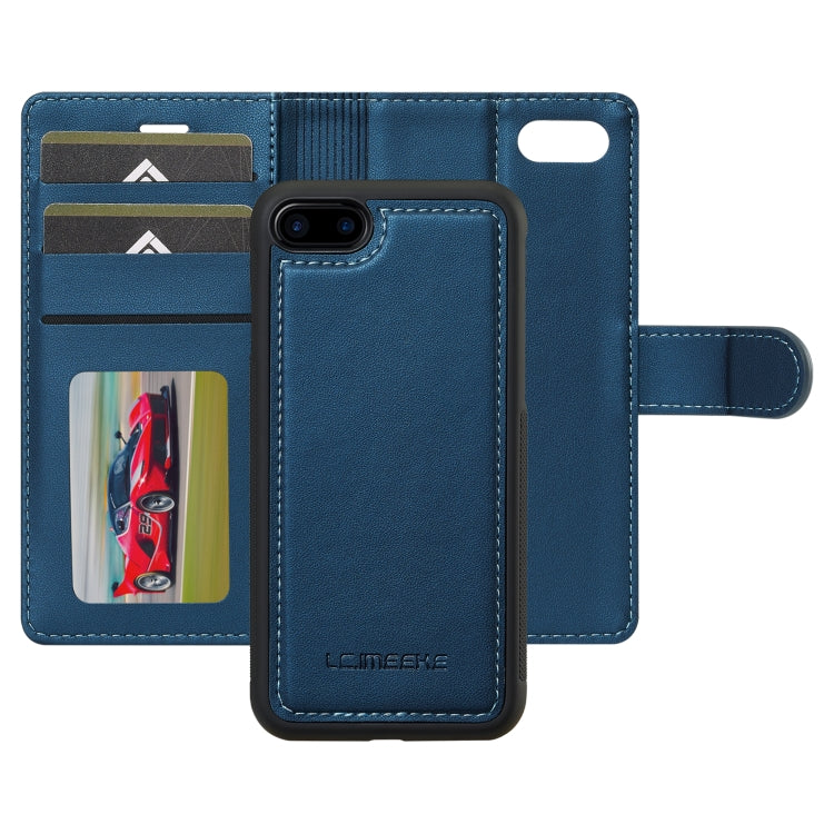 For iPhone 7 Plus / 8 Plus LC.IMEEKE L2 Series Detachable Magsafe PU Phone Case with Lanyard(Blue)