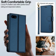 For iPhone 7 Plus / 8 Plus LC.IMEEKE L2 Series Detachable Magsafe PU Phone Case with Lanyard(Blue)