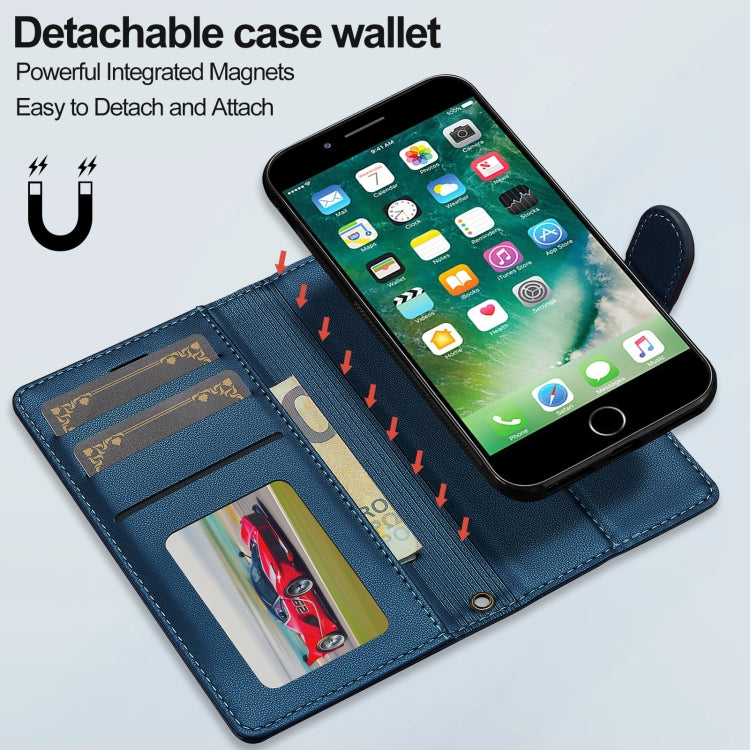 For iPhone 7 Plus / 8 Plus LC.IMEEKE L2 Series Detachable Magsafe PU Phone Case with Lanyard(Blue)