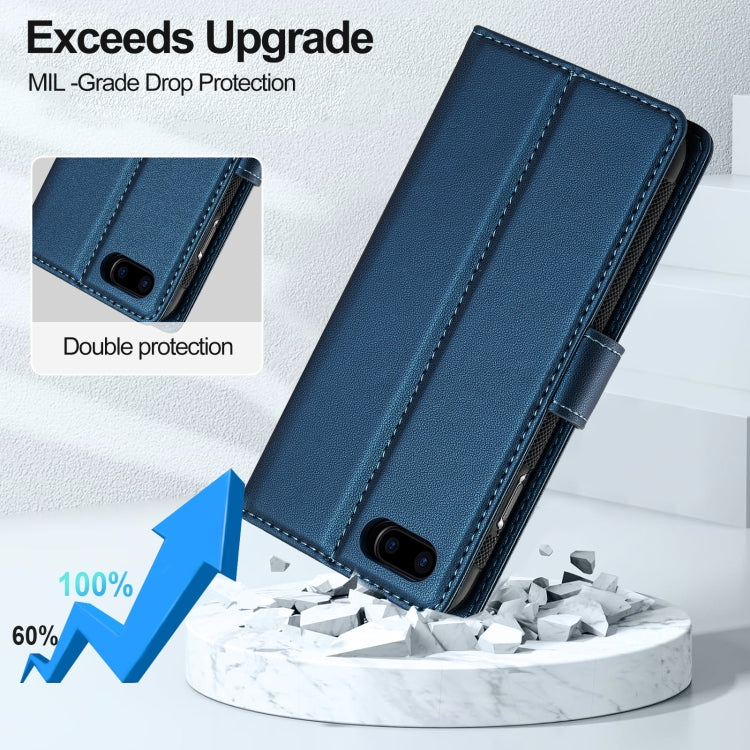 For iPhone 7 Plus / 8 Plus LC.IMEEKE L2 Series Detachable Magsafe PU Phone Case with Lanyard(Blue)