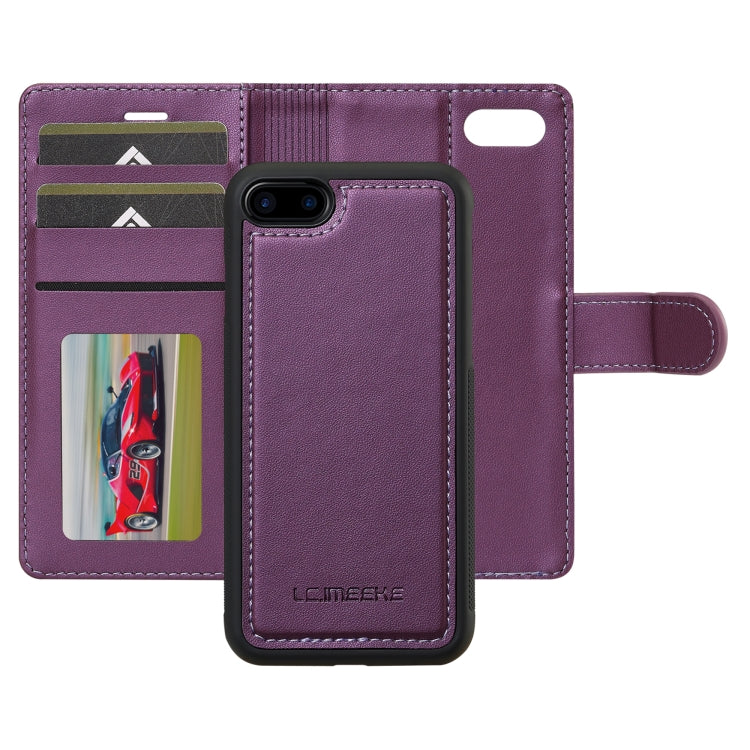 For iPhone 7 Plus / 8 Plus LC.IMEEKE L2 Series Detachable Magsafe PU Phone Case with Lanyard(Purple)