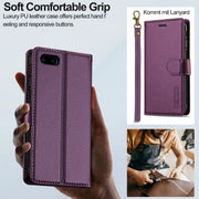 For iPhone 7 Plus / 8 Plus LC.IMEEKE L2 Series Detachable Magsafe PU Phone Case with Lanyard(Purple)