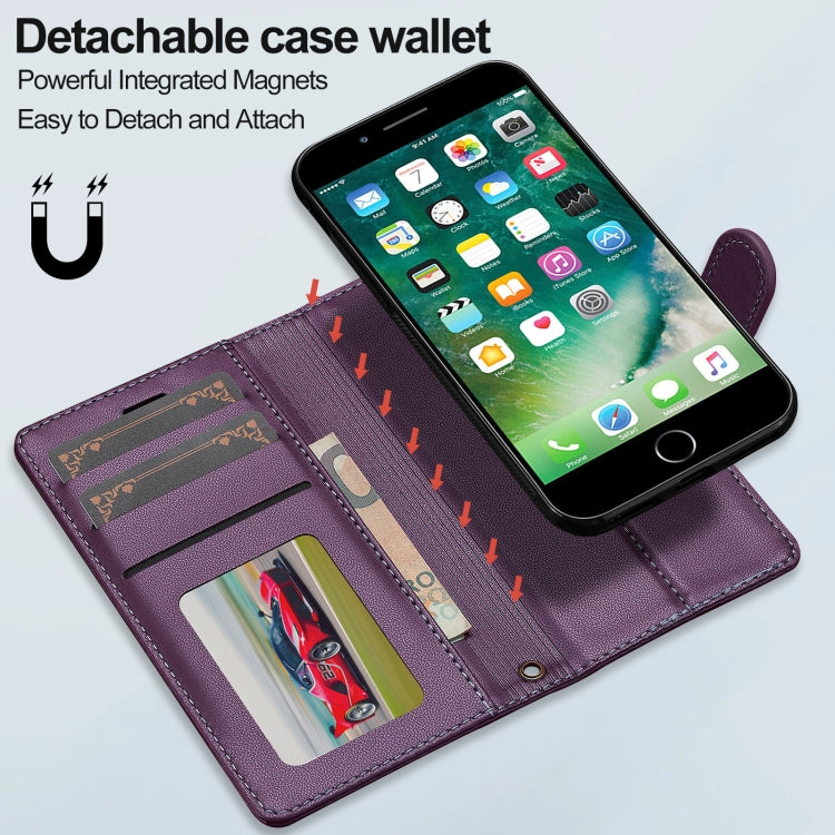 For iPhone 7 Plus / 8 Plus LC.IMEEKE L2 Series Detachable Magsafe PU Phone Case with Lanyard(Purple)