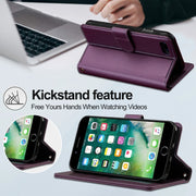 For iPhone 7 Plus / 8 Plus LC.IMEEKE L2 Series Detachable Magsafe PU Phone Case with Lanyard(Purple)