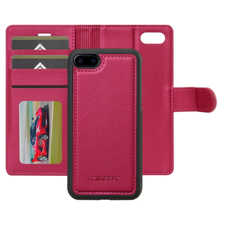 For iPhone 7 Plus / 8 Plus LC.IMEEKE L2 Series Detachable Magsafe PU Phone Case with Lanyard(Red)