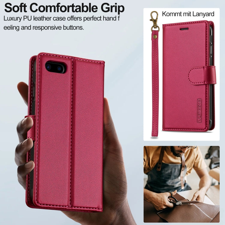 For iPhone 7 Plus / 8 Plus LC.IMEEKE L2 Series Detachable Magsafe PU Phone Case with Lanyard(Red)
