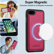 For iPhone 7 Plus / 8 Plus LC.IMEEKE L2 Series Detachable Magsafe PU Phone Case with Lanyard(Red)
