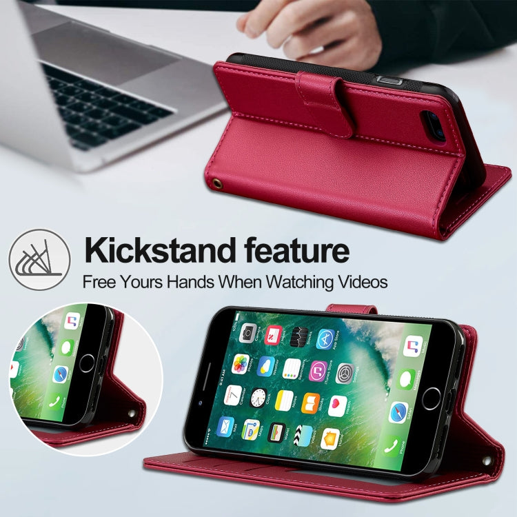 For iPhone 7 Plus / 8 Plus LC.IMEEKE L2 Series Detachable Magsafe PU Phone Case with Lanyard(Red)