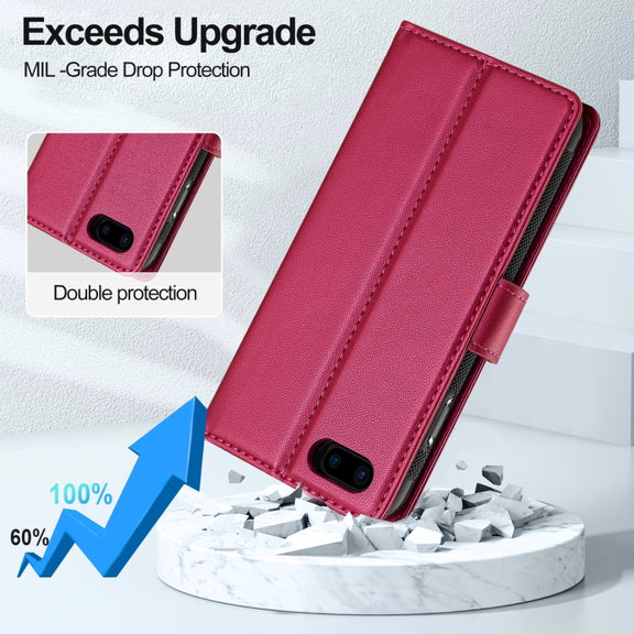 For iPhone 7 Plus / 8 Plus LC.IMEEKE L2 Series Detachable Magsafe PU Phone Case with Lanyard(Red)