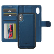 For iPhone X / XS LC.IMEEKE L2 Series Detachable Magsafe PU Phone Case with Lanyard(Blue)