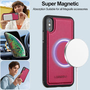 For iPhone X / XS LC.IMEEKE L2 Series Detachable Magsafe PU Phone Case with Lanyard(Red)