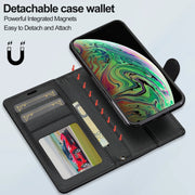 For iPhone XR LC.IMEEKE L2 Series Detachable Magsafe PU Phone Case with Lanyard(Black)