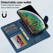 For iPhone XR LC.IMEEKE L2 Series Detachable Magsafe PU Phone Case with Lanyard(Blue)