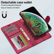 For iPhone XR LC.IMEEKE L2 Series Detachable Magsafe PU Phone Case with Lanyard(Red)