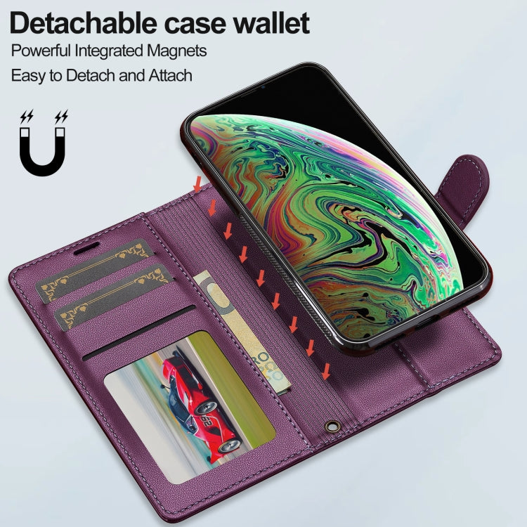 For iPhone XS Max LC.IMEEKE L2 Series Detachable Magsafe PU Phone Case with Lanyard(Purple)
