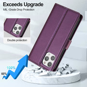 For iPhone 12 Pro Max LC.IMEEKE L2 Series Detachable Magsafe PU Phone Case with Lanyard(Purple)